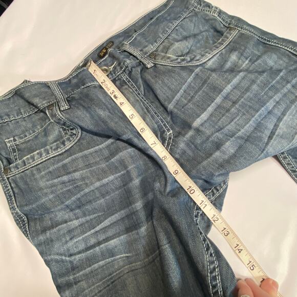 Helix Jeans 36x32 Mens Slim Boot Cut Blue Denim Pants Measures 40x34 Flap Pocket - Picture 11 of 13